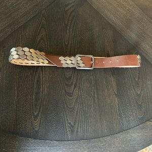 Rock Punk Brown Belt with Hexagonal Pattern